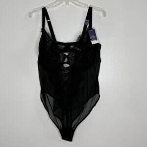 Cacique Bodysuit 44DDD Lace Sheer Seriously Sexy Collection Lingerie Plus NEW